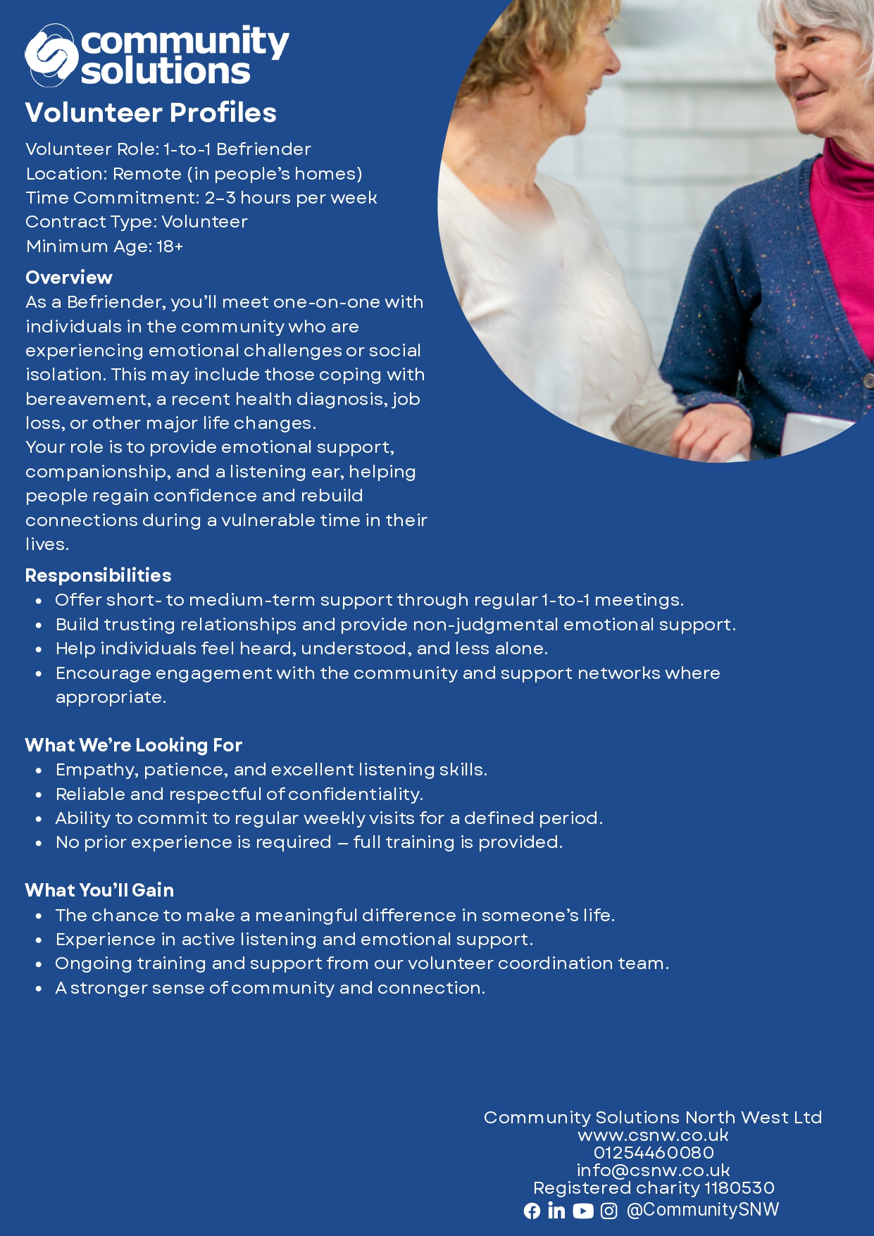 CSNW - 1 to 1 Befriender - Hyndburn & Ribble Valley CVS
